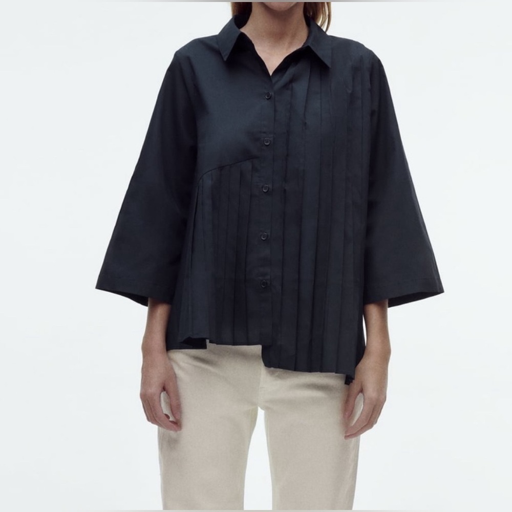 Zara Asymmetric Box Pleat Shirt